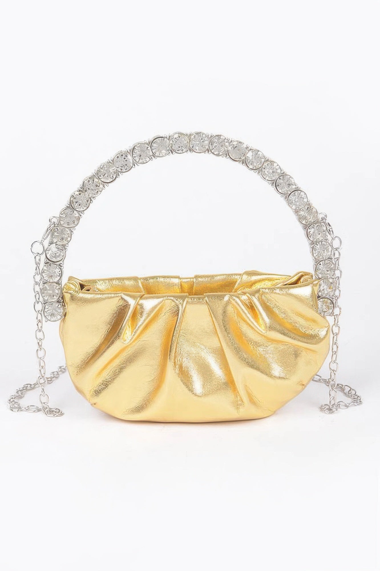 PYRAMIDE metallic crossbody bag with sculptural stone top handle and detachable strap for evening wear. — view 4