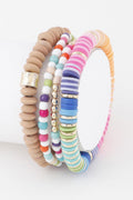 Cala Bassa multi beaded statement bracelet in gold, pink and purple tones for women