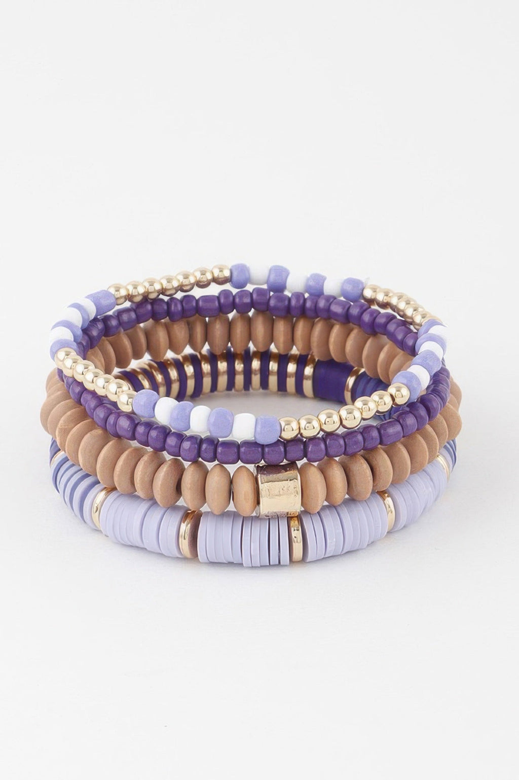 Cala Bassa multi beaded statement bracelet in gold, pink and purple tones for women — view 4