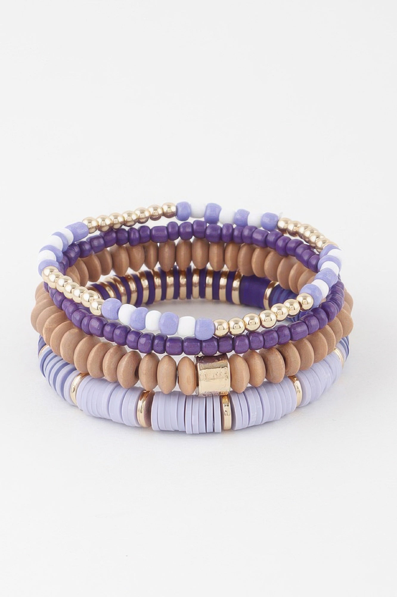 Cala Bassa multi beaded statement bracelet in gold, pink and purple tones for women — view 4