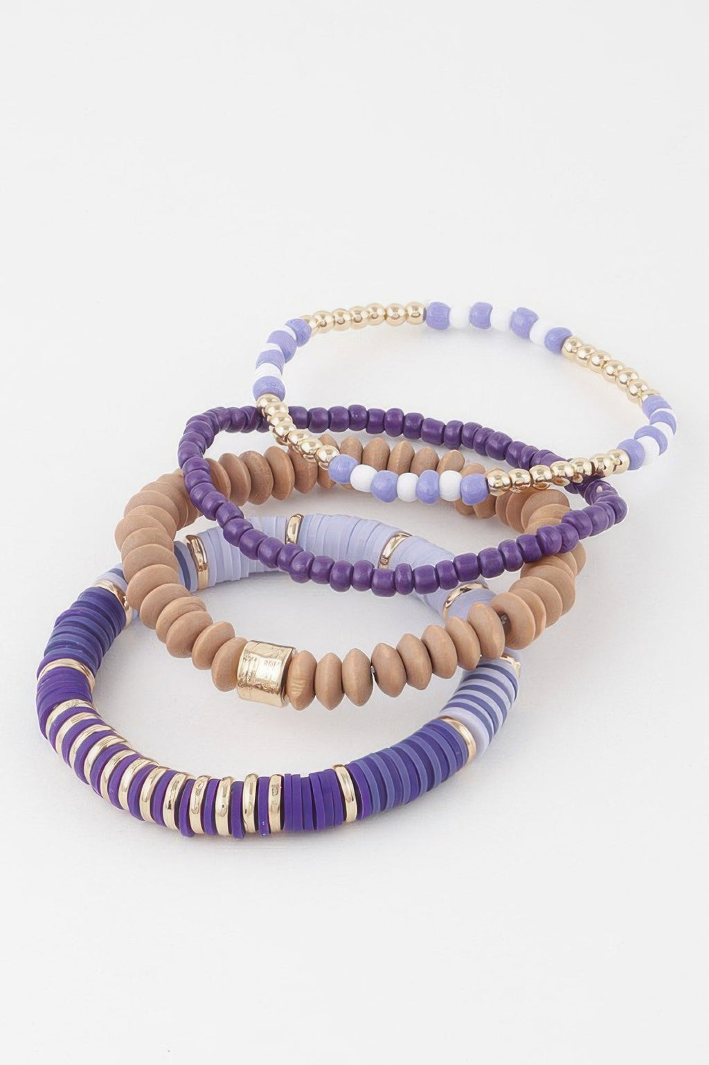 Cala Bassa multi beaded statement bracelet in gold, pink and purple tones for women — view 5
