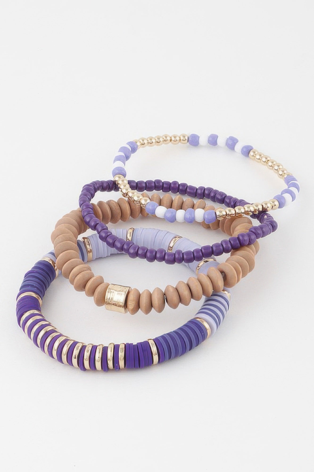 Cala Bassa multi beaded statement bracelet in gold, pink and purple tones for women — view 5