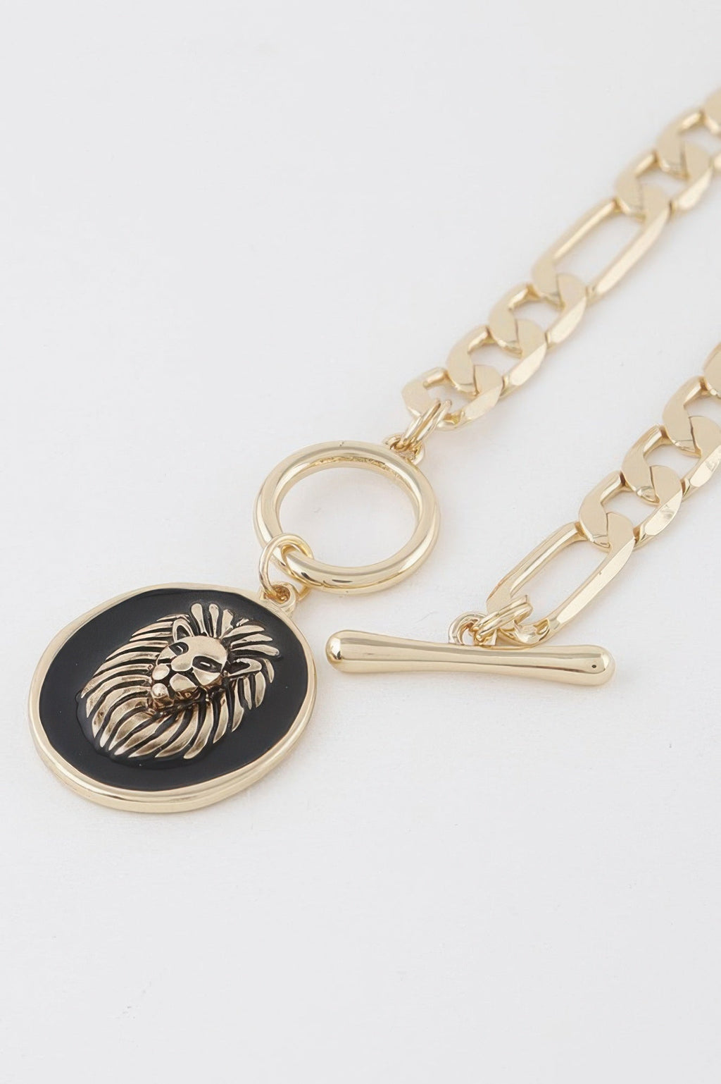 Vintage-inspired lion emblem toggle bracelet for women featuring lightweight metal construction and secure closure. — view 2