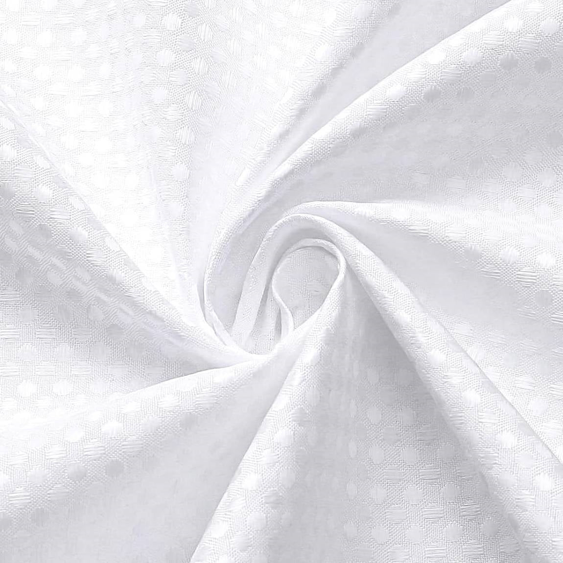 White waffle textured shower curtain set with clear PEVA liner and stainless steel hooks — view 5