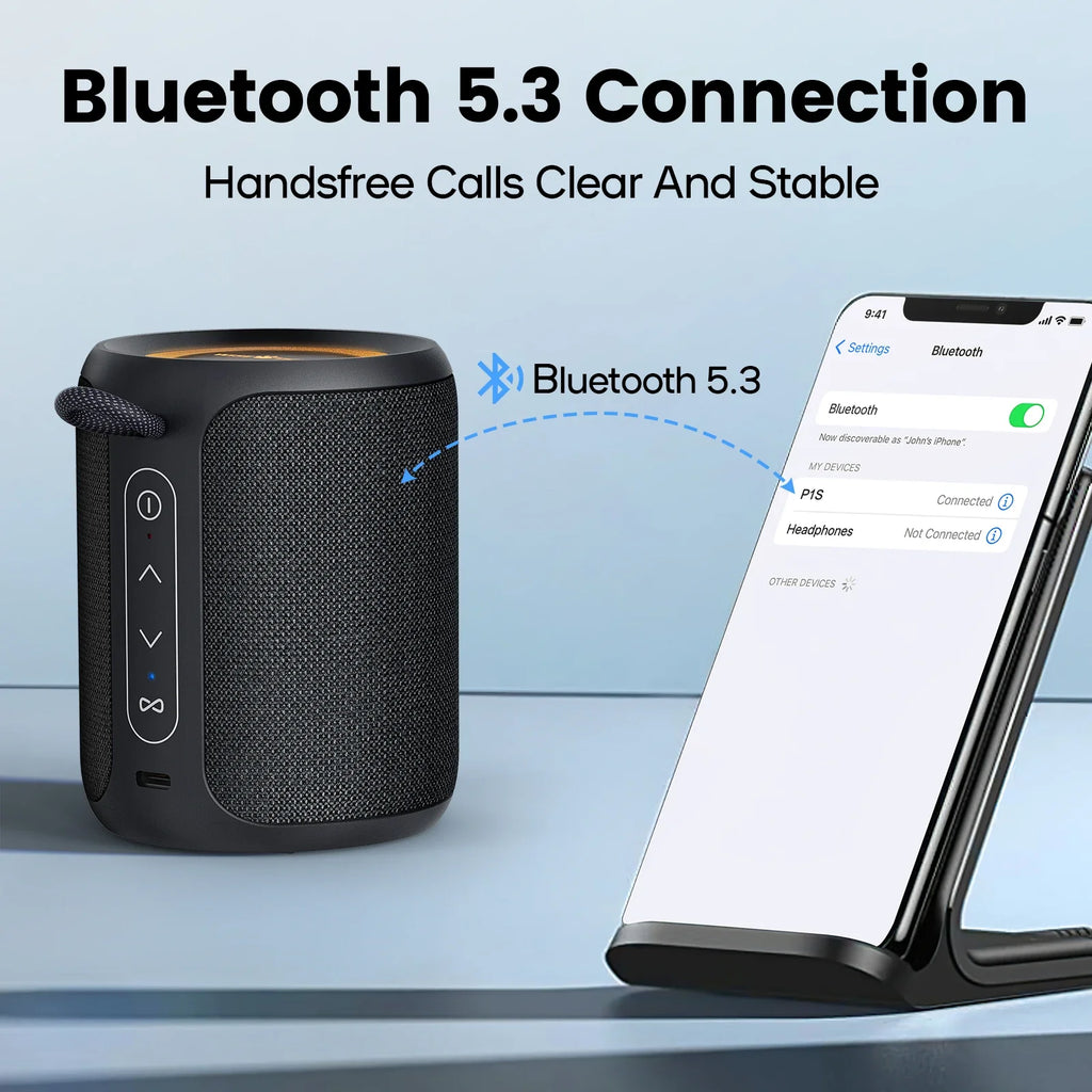 NNEOBA Outdoor Bluetooth Speaker Waterproof with Bass Boost (Black)