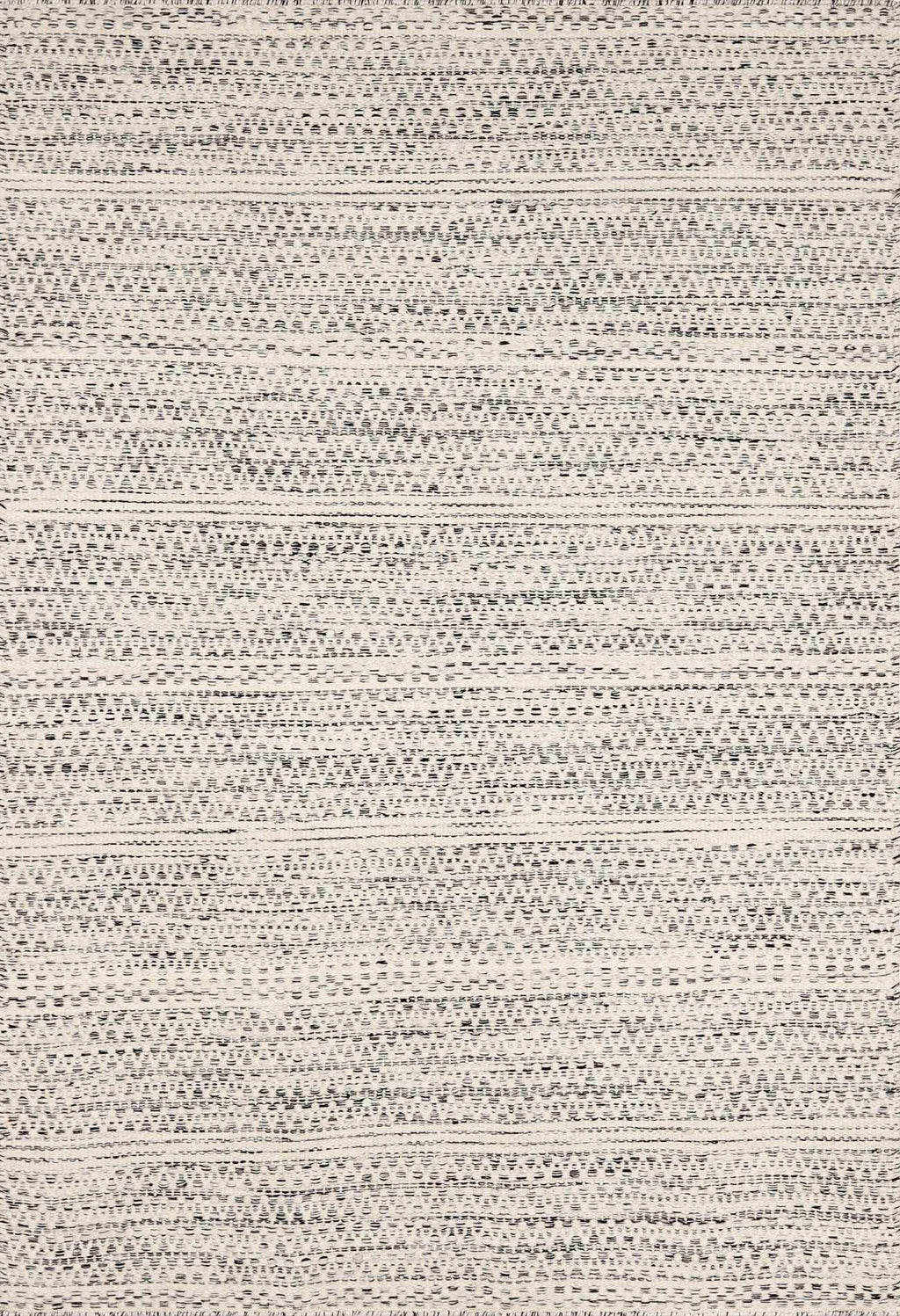 Williford cream and black striped hand woven pure wool area rug with medium pile