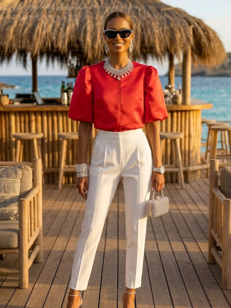 Women's lightweight summer Astoria blouse made of breathable fabric with a fluid silhouette