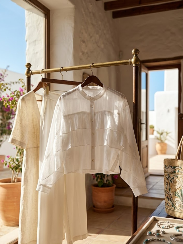 Women's lightweight Chelsea Ibiza summer blouse with a fluid silhouette for warm weather resort wear — view 2