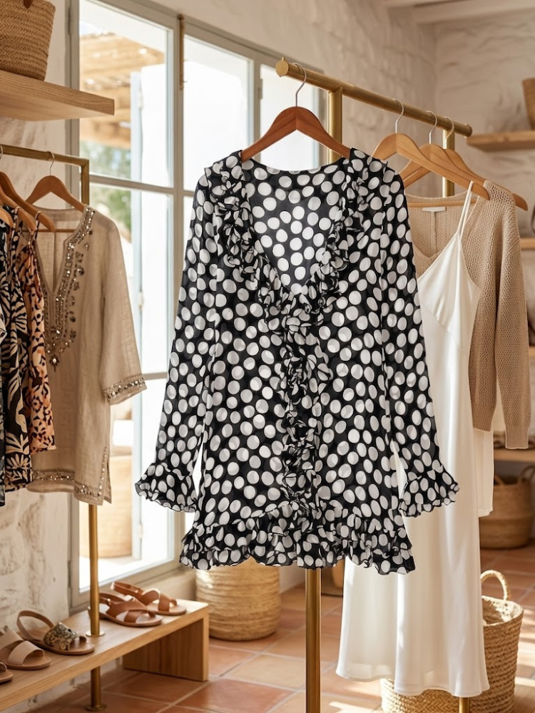 Women's summer blouse with flowy silhouette in lightweight breathable fabric for warm weather — view 2