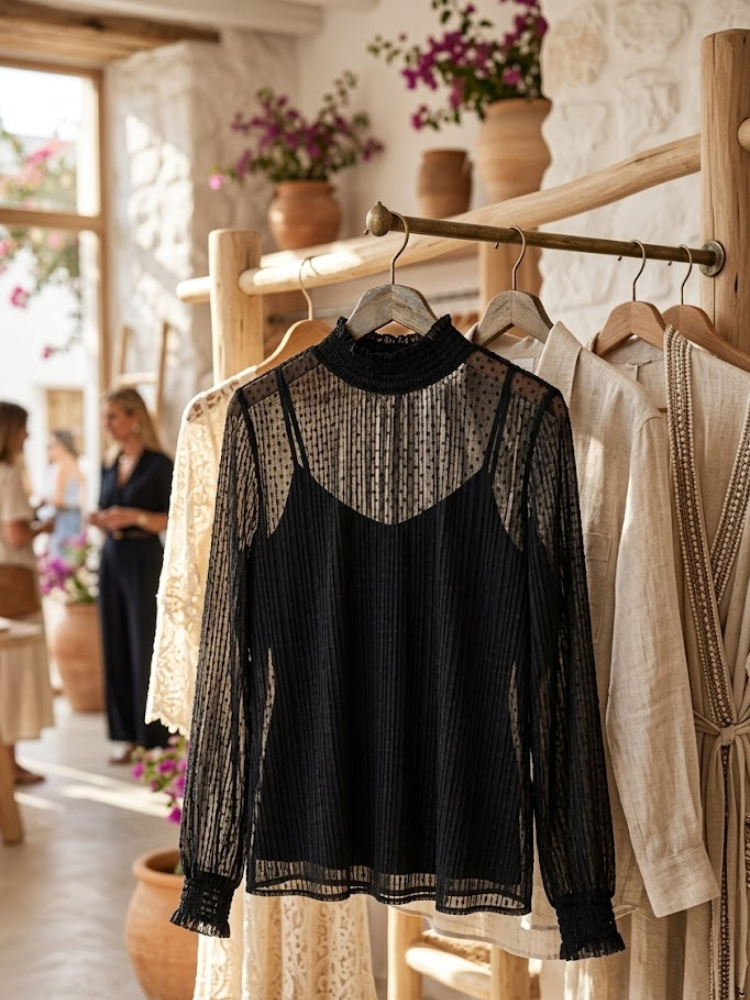 Women's lightweight summer blouse with fluid silhouette, perfect for warm weather and elegant resort wear — view 2