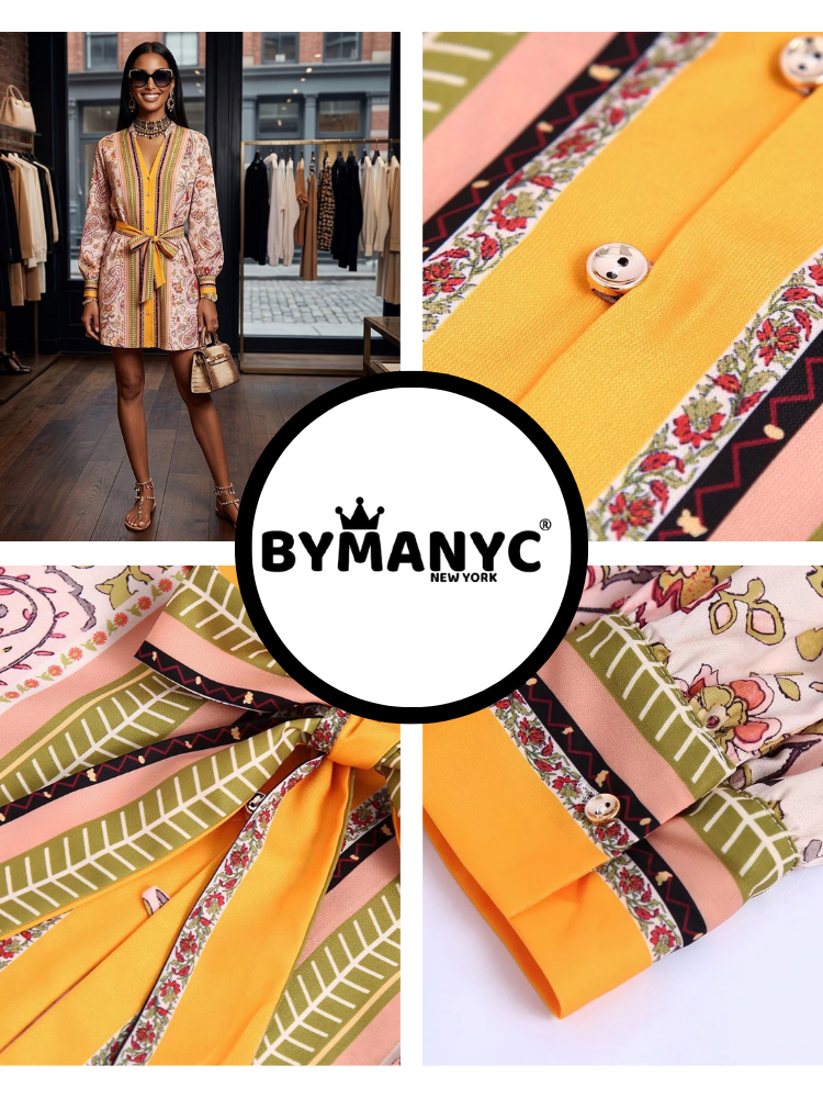 Women's elegant long-sleeve maxi dress in vibrant multi-colored paisley print with a ruffled tiered skirt — view 2
