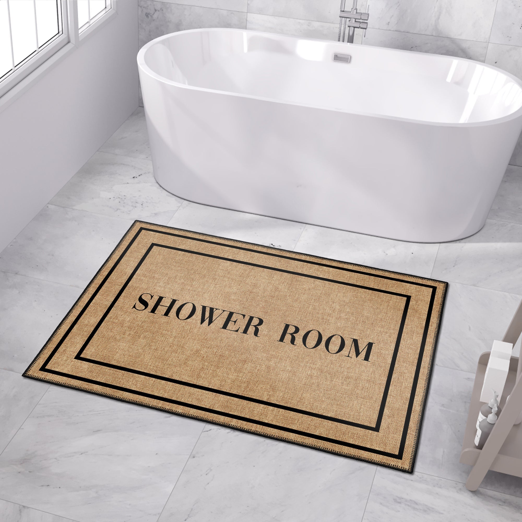 Vintage boho style Alaska bath mat featuring a plush chenille surface and non slip cotton base — view 4
