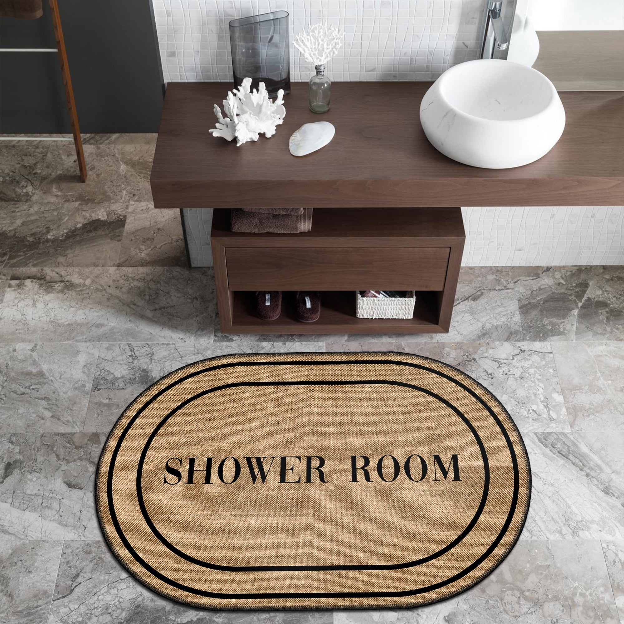 Arizona bath mat with vintage boho design, non-slip cotton base, and low-pile chenille surface — view 4