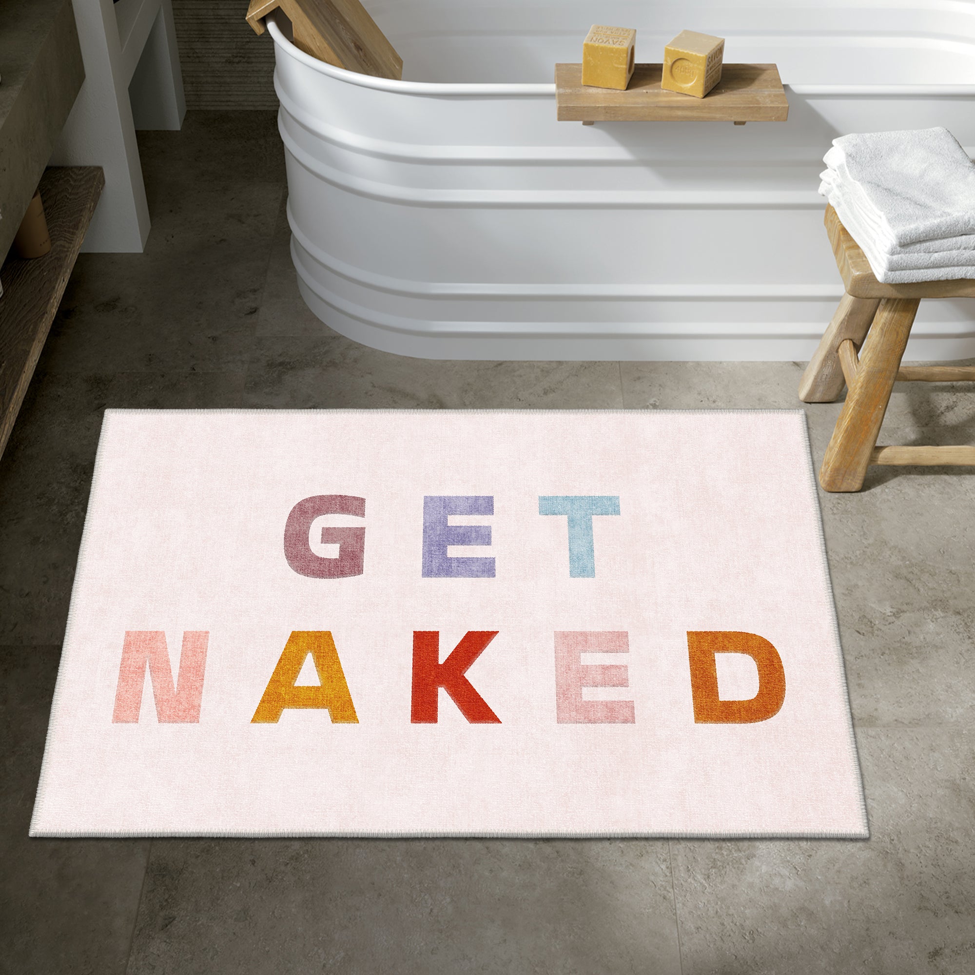 Molly bath mat with vintage boho patterns soft chenille surface and non slip cotton base — view 3