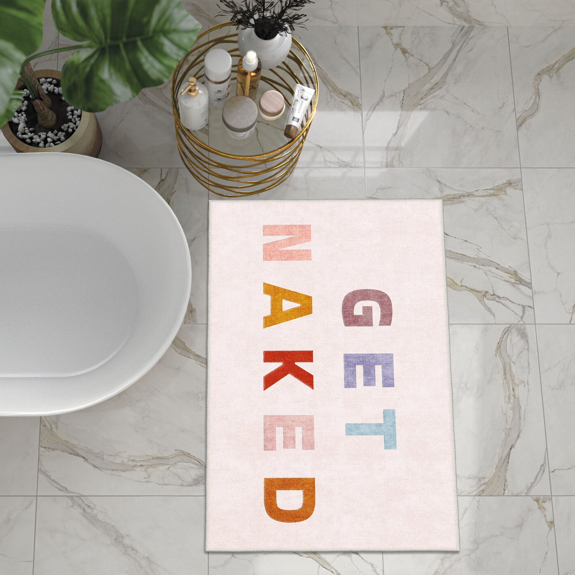 Molly bath mat with vintage boho patterns soft chenille surface and non slip cotton base — view 2