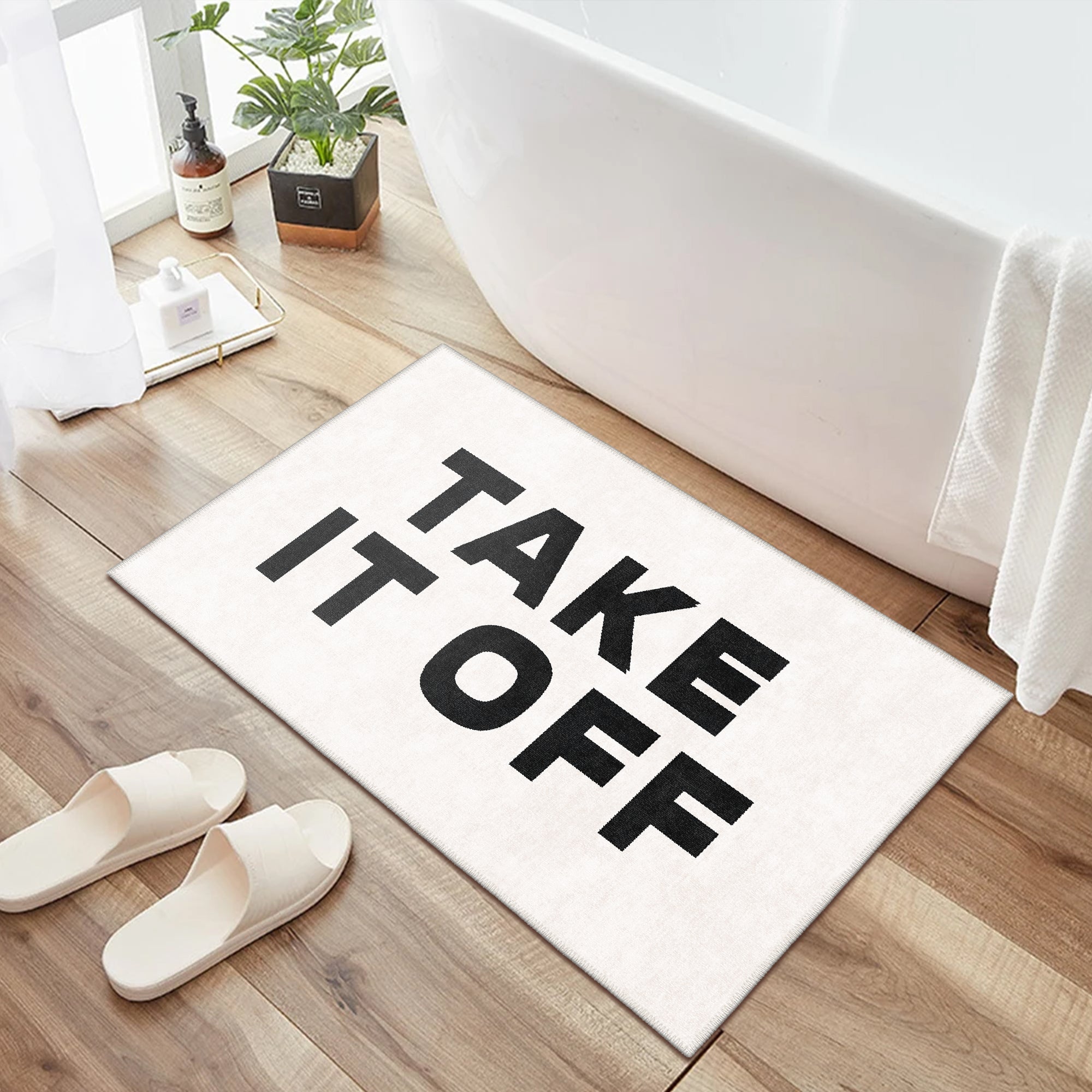 Felix vintage boho cotton bath mat with non slip base and retro woven pattern — view 4