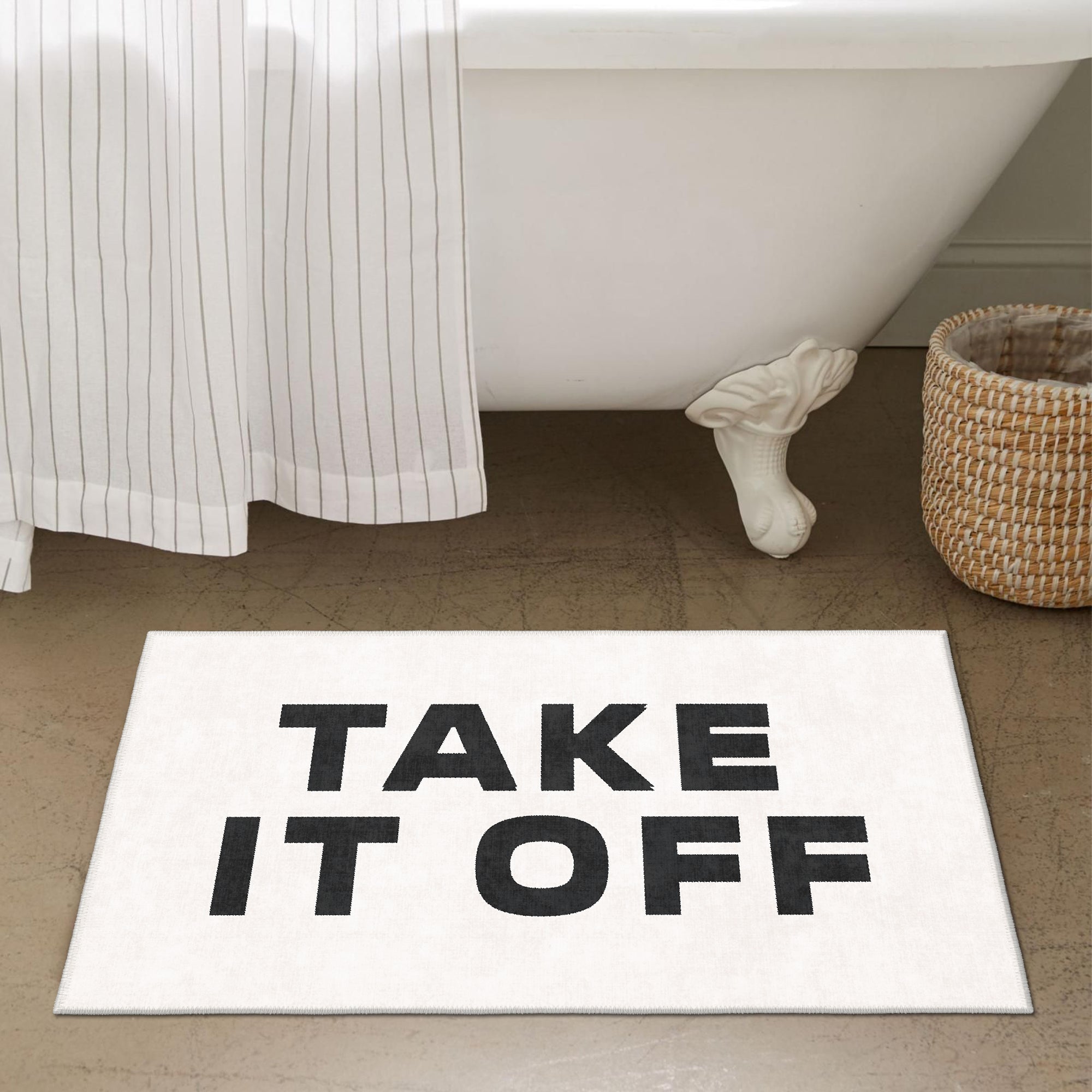 Felix vintage boho cotton bath mat with non slip base and retro woven pattern — view 2