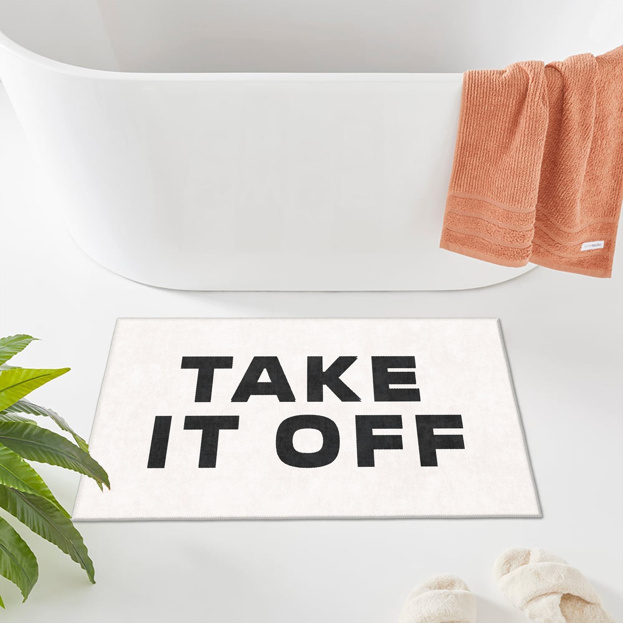 Felix vintage boho cotton bath mat with non slip base and retro woven pattern — view 3