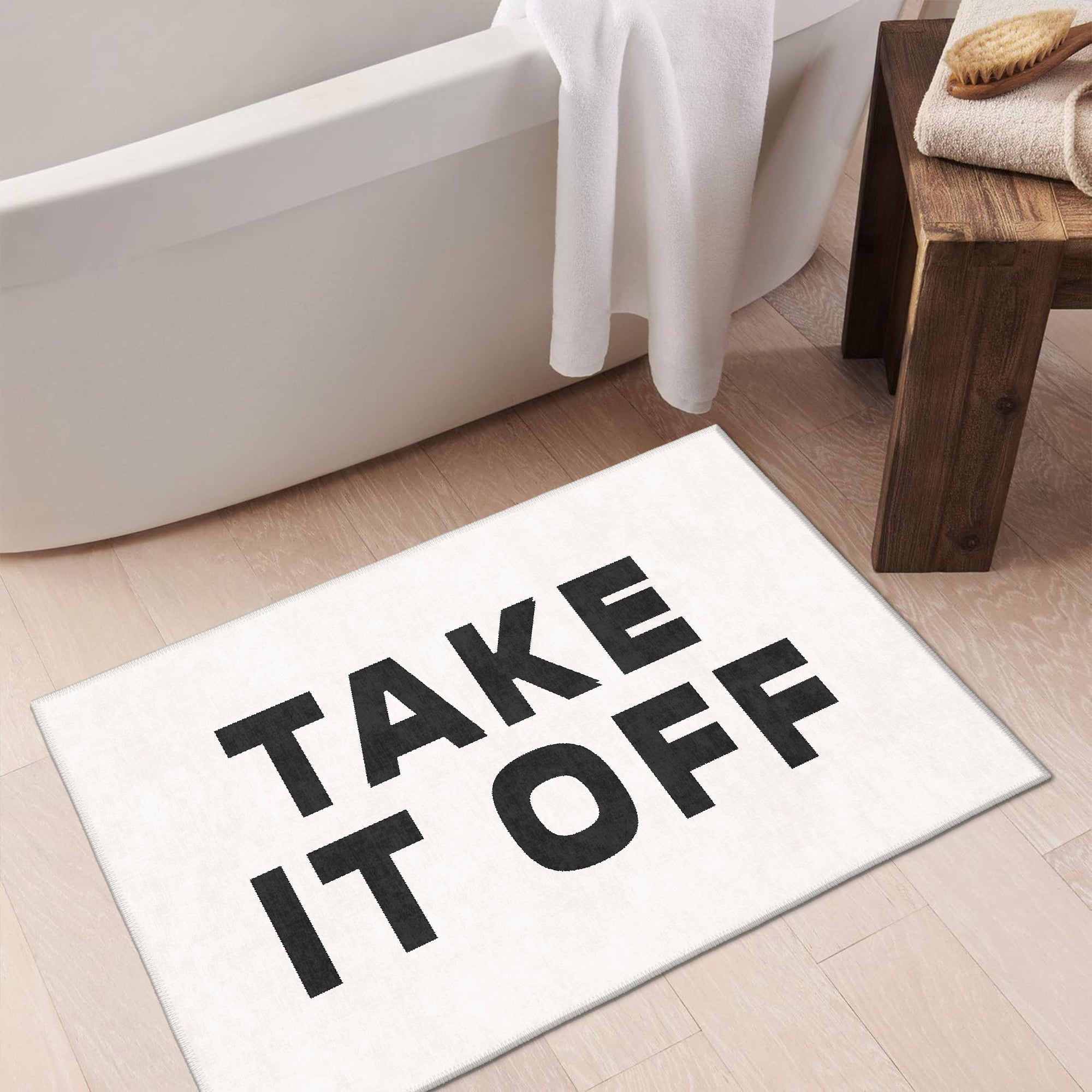 Felix vintage boho cotton bath mat with non slip base and retro woven pattern — view 5