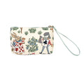 Alice in Wonderland woven tapestry wristlet bag with vegan leather hand loop for phone