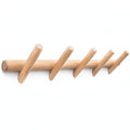 Nordic style solid birch wood wall mounted coat rack with 5 hooks for entryway organization