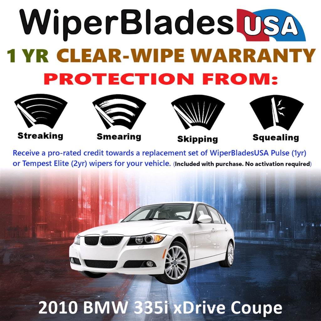 2010 BMW 335i xDrive (Coupe) Wiper Blades w/1yr Wear Warranty (Set of 2) Wipers-1