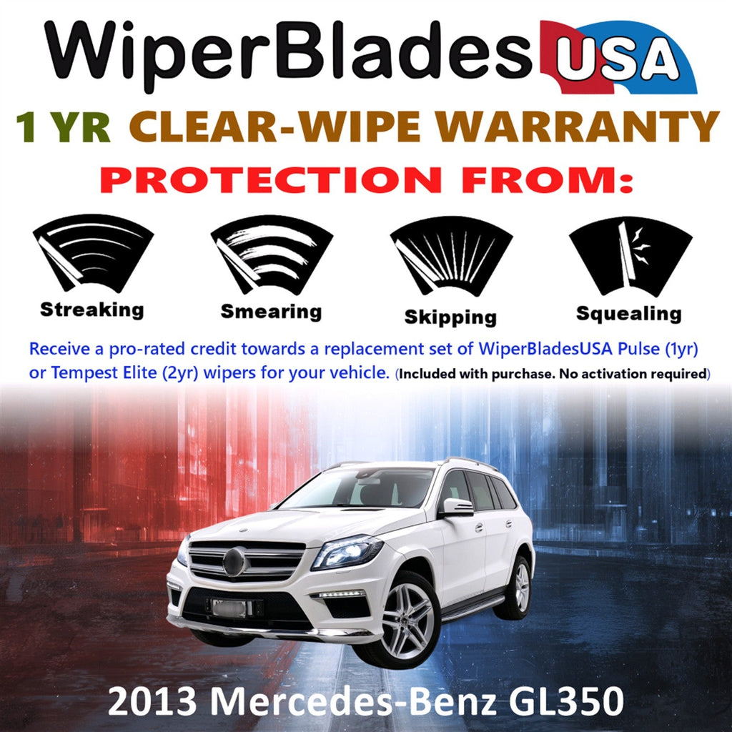 2013 Mercedes-Benz GL350 Wiper Blades w/1yr Wear Warranty (Set of 2) Wipers-1