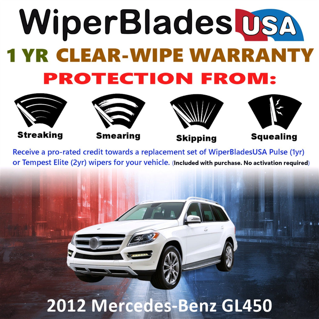 2012 Mercedes-Benz GL450 Wiper Blades w/1yr Wear Warranty (Set of 2) Wipers-1