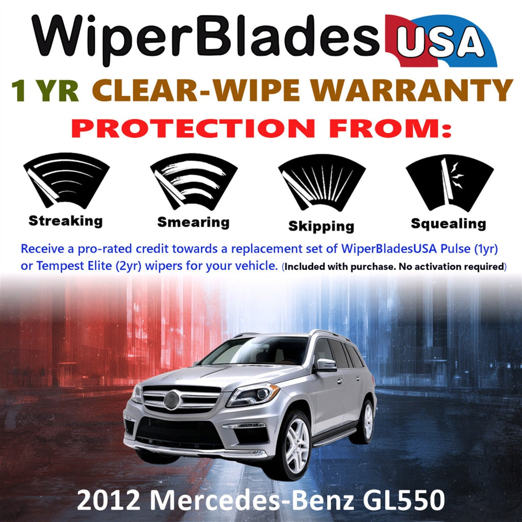 2012 Mercedes-Benz GL550 Wiper Blades w/1yr Warranty (Set of 3) w/Rear Wipers-1
