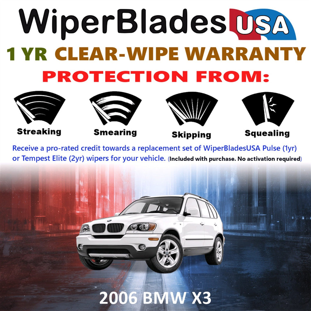 2006 BMW X3 Wiper Blades Set w/1yr Warranty (Set of 3) w/Rear Pulse Beam Wipers-1