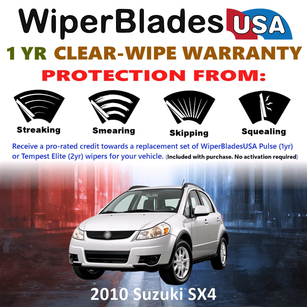 2010 Suzuki SX4 Wiper Blades Set w/1yr Warranty (Set of 2) Pulse Beam Wipers-1