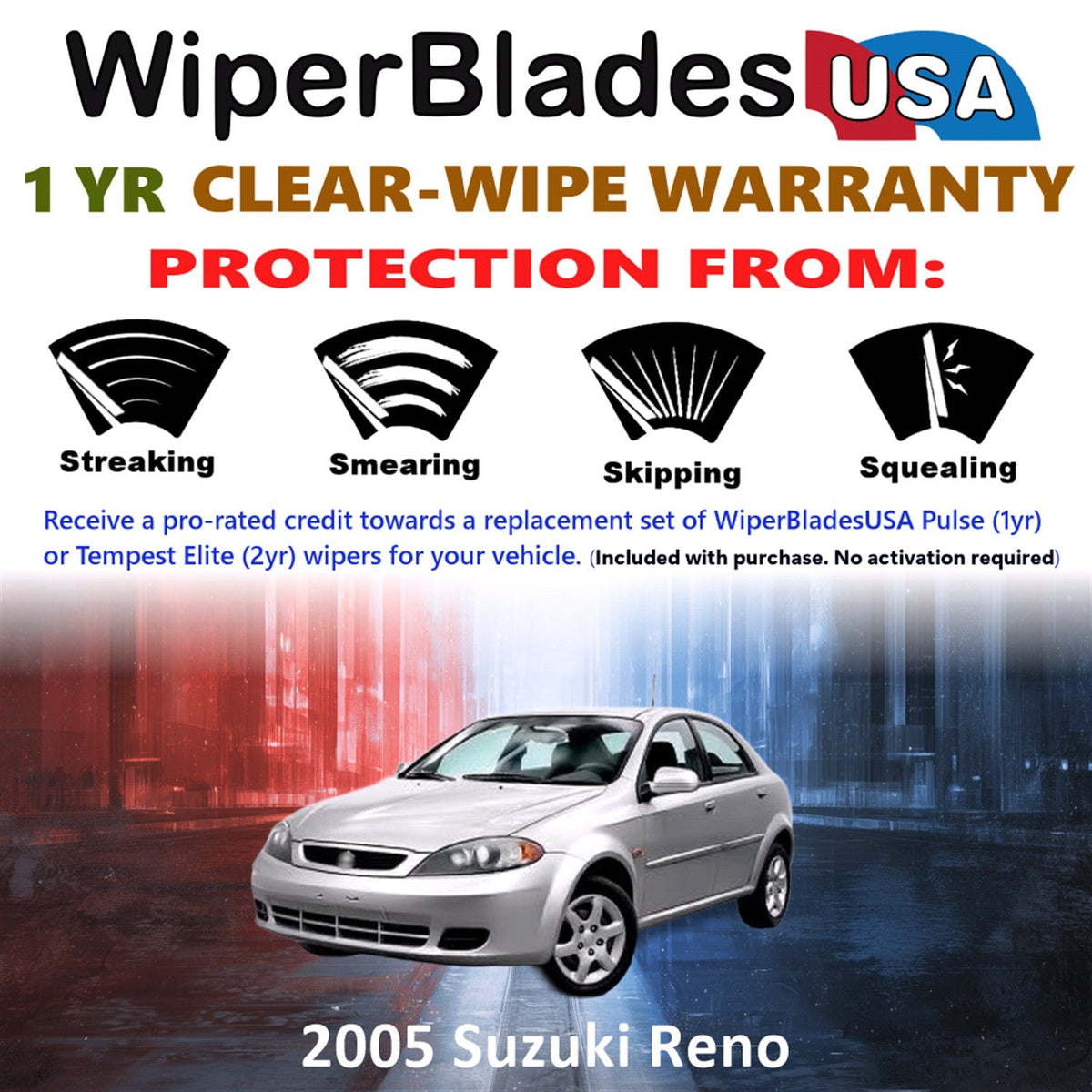 2005 Suzuki Reno Wiper Blades Set w/1yr Warranty (Set of 2) Pulse Beam Wipers-1