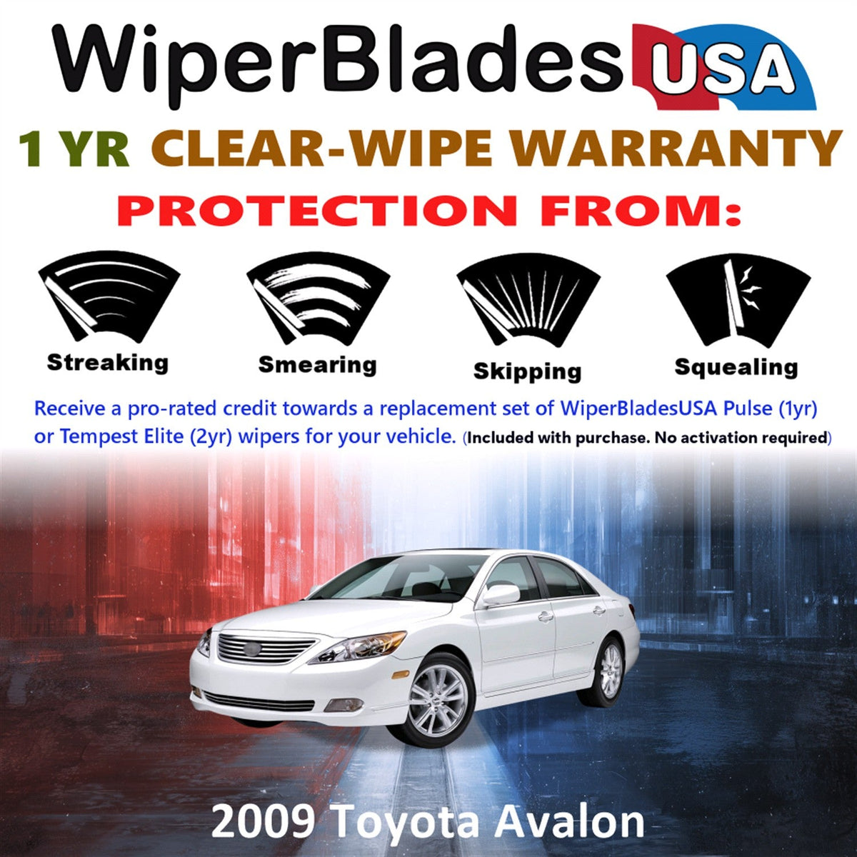 2009 Toyota Avalon Wiper Blades Set w/1yr Warranty (Set of 2) Pulse Beam Wipers-1