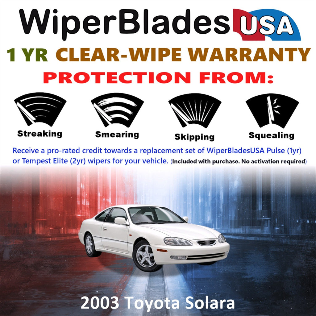 2003 Toyota Solara Wiper Blades Set w/1yr Warranty (Set of 2) Pulse Beam Wipers-1