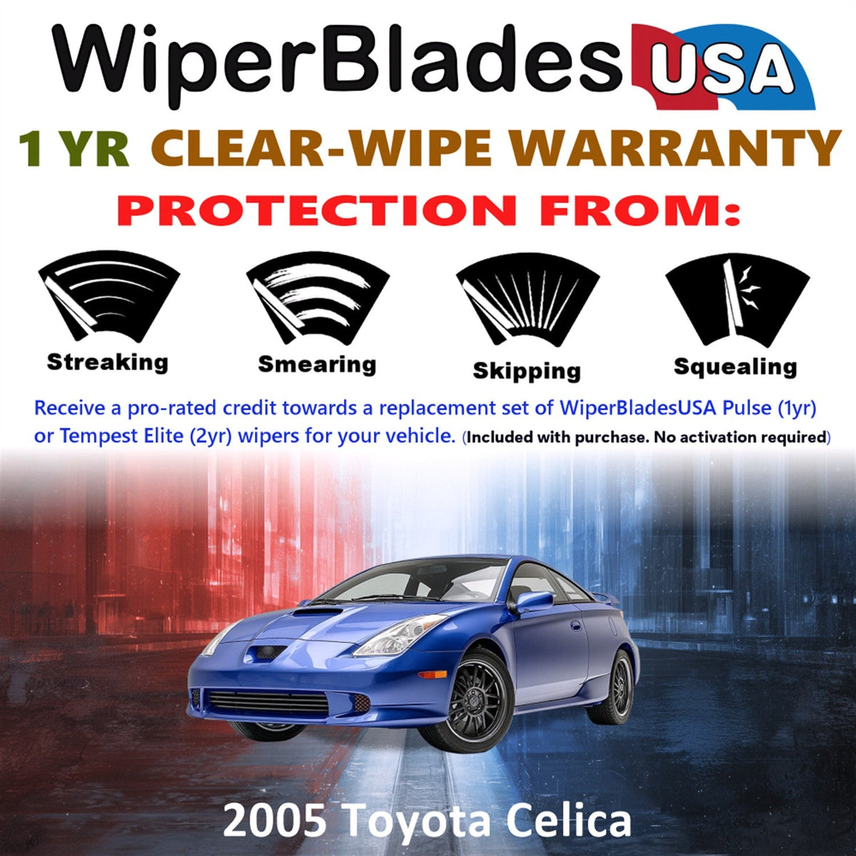 2005 Toyota Celica Wiper Blades Set w/1yr Warranty (Set of 2) Pulse Beam Wipers-1