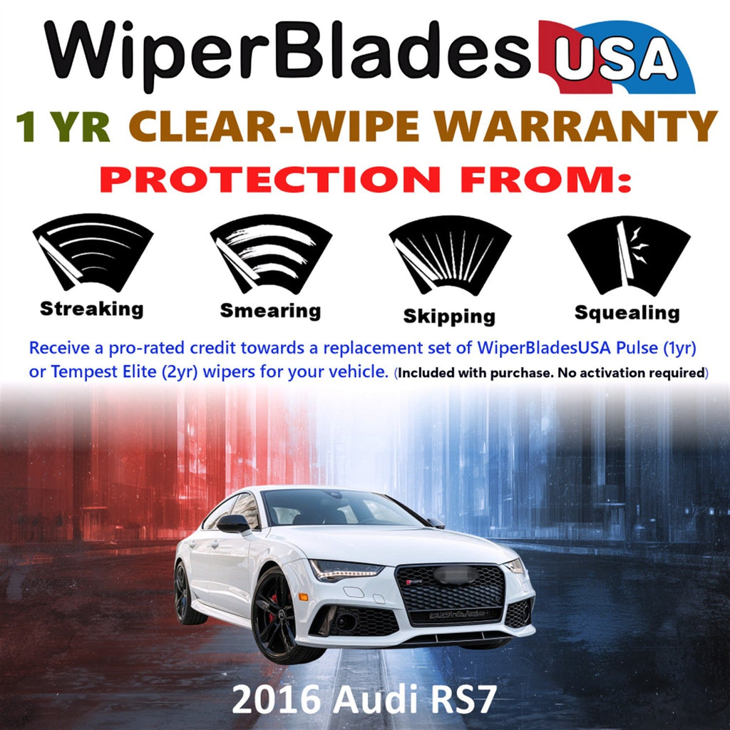 2016 Audi RS7 Wiper Blades Set w/1yr Wear Warranty (Set of 2) Pulse Beam Wipers-1