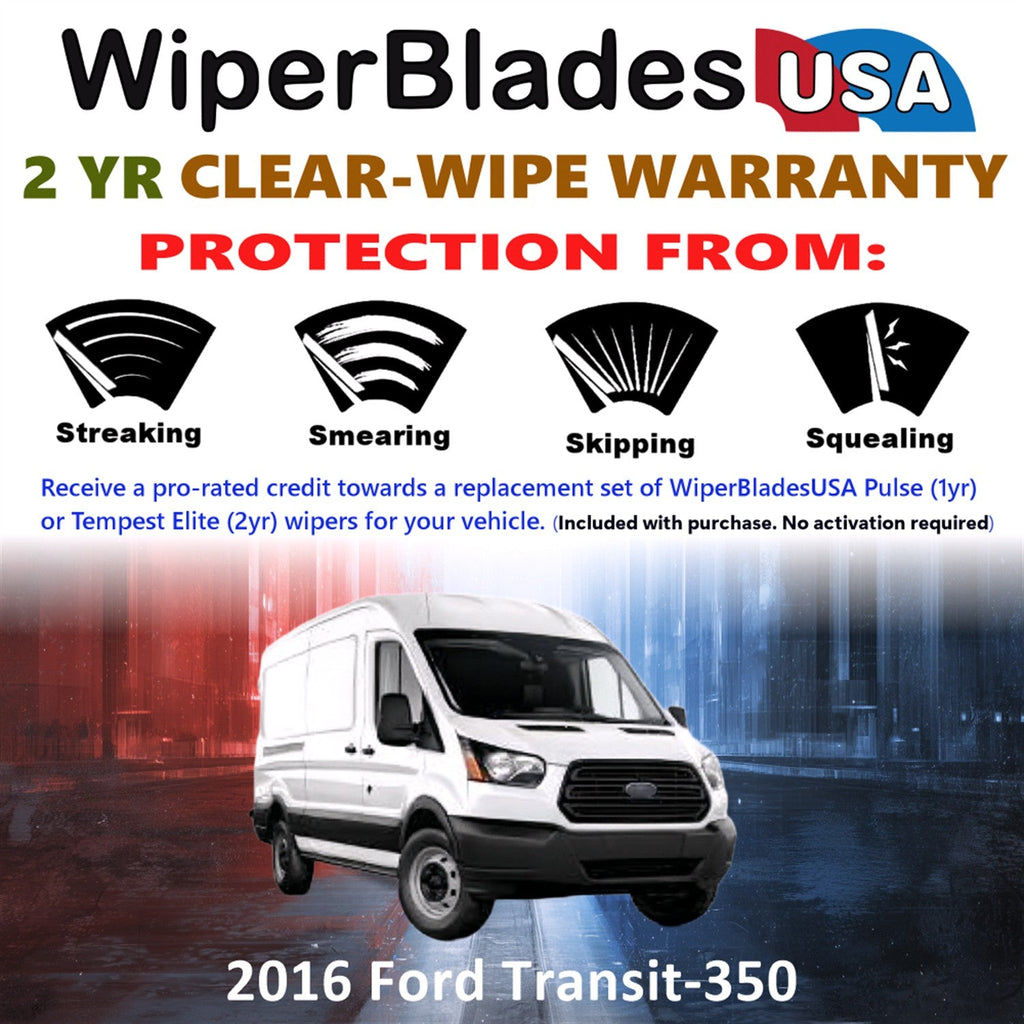 2016 Ford Transit-350 Wiper Blades w/2yr Wear Warranty (Set of 2) Beam Wipers-1