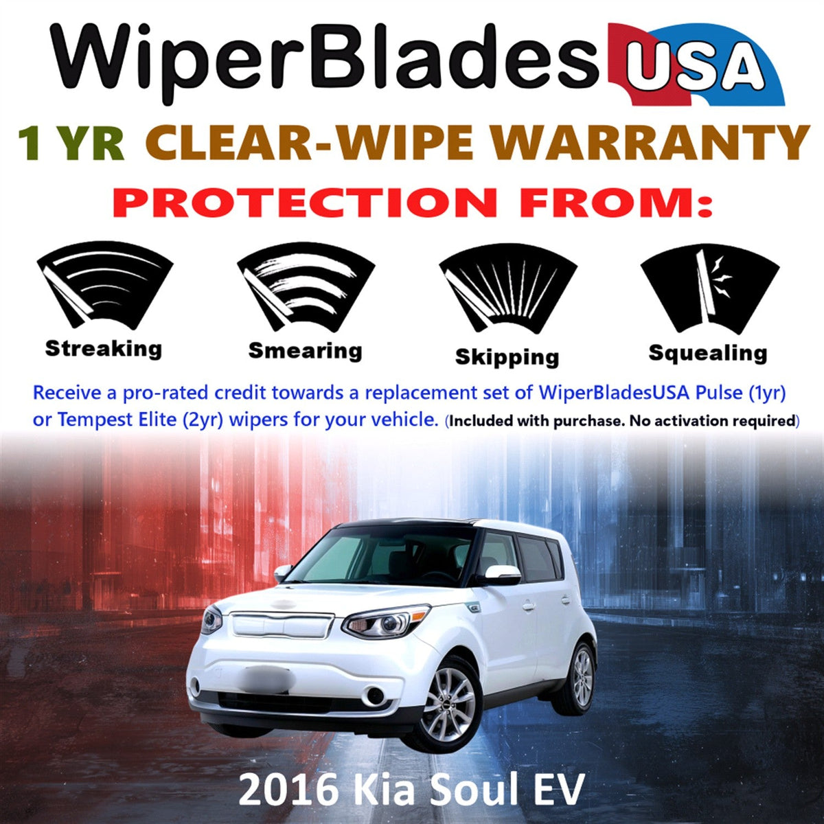 2016 Kia Soul EV Wiper Blades Set w/1yr Warranty (Set of 2) Pulse Beam Wipers-1