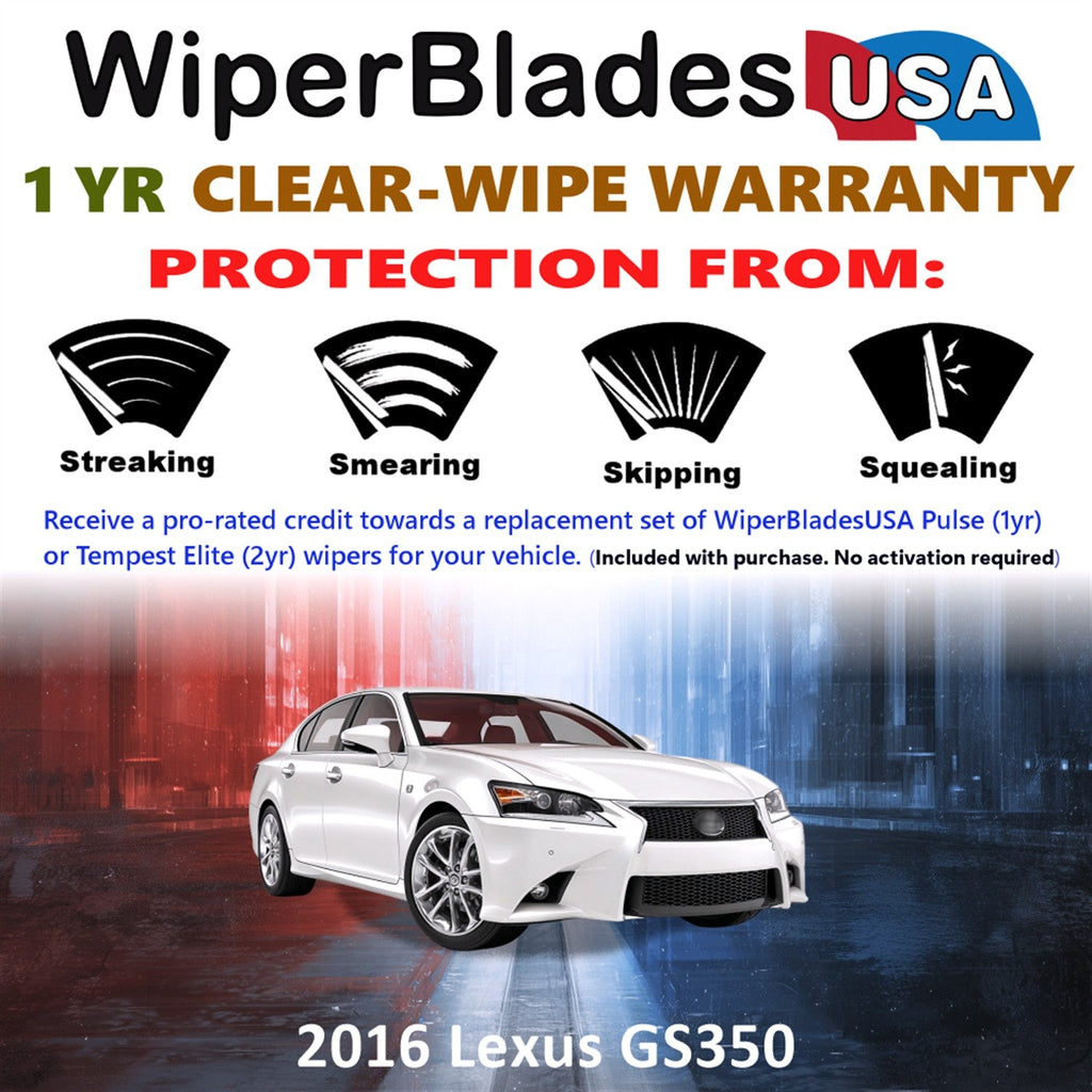 2016 Lexus GS350 Wiper Blades Set w/1yr Warranty (Set of 2) Pulse Beam Wipers-1