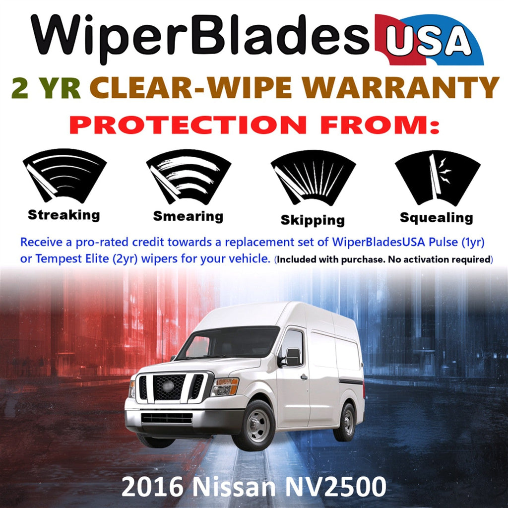 2016 Nissan NV2500 Wiper Blades Set w/2yr Wear Warranty (Set of 2) Tempest Elite-1