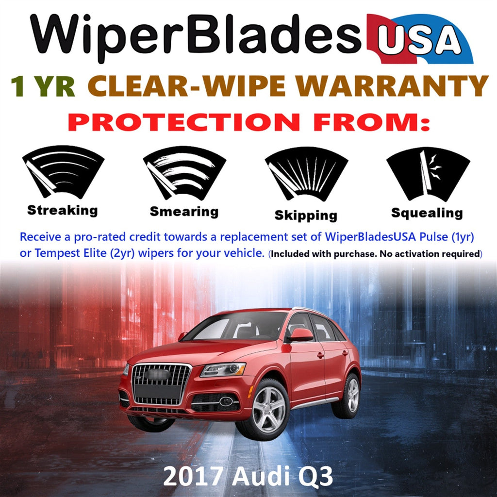 2017 Audi Q3 Wiper Blades Set w/1yr Wear Warranty (Set of 2) Pulse Beam Wipers-1