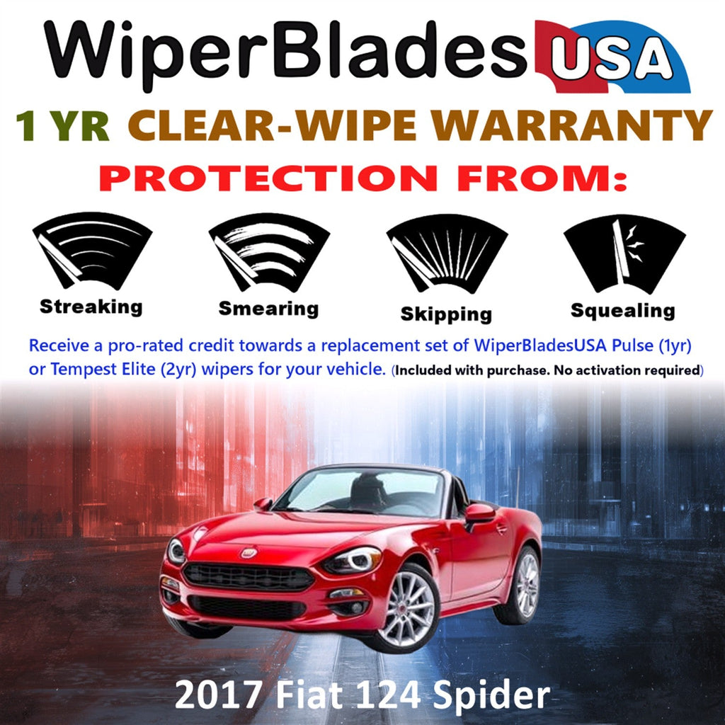 2017 Fiat 124 Spider Wiper Blades w/1yr Wear Warranty (Set of 2) Wipers-1