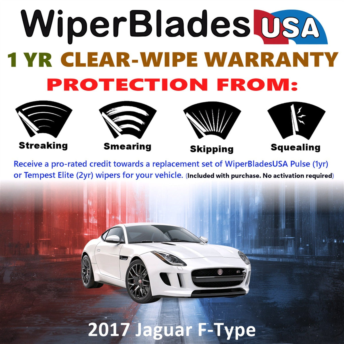2017 Jaguar F-Type Wiper Blades Set w/1yr Warranty (Set of 2) Pulse Beam Wipers-1