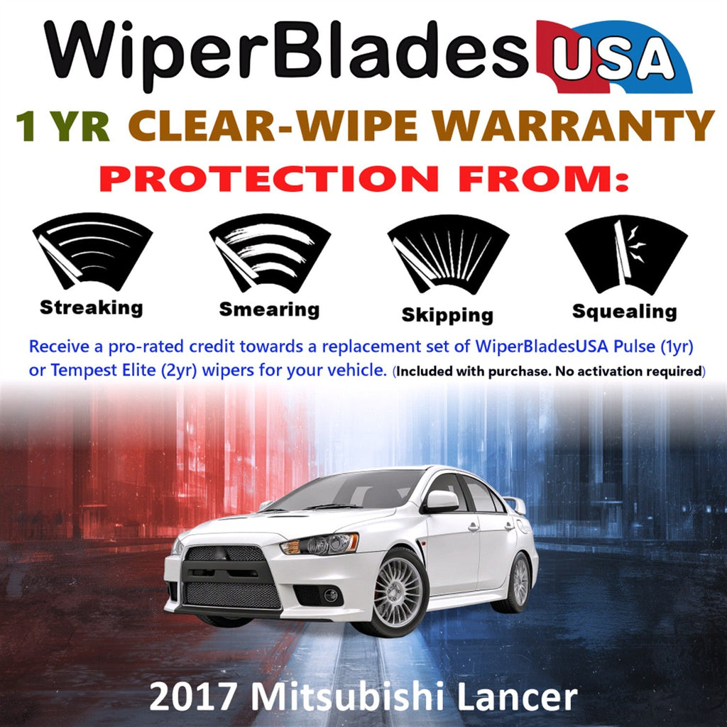 2017 Mitsubishi Lancer Wiper Blades w/1yr Wear Warranty (Set of 2) Wipers-1