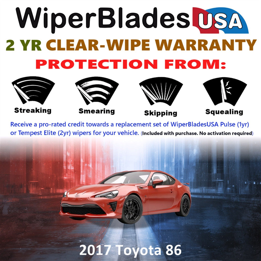 2017 Toyota 86 Wiper Blades Set w/2yr Warranty (Set of 2) Tempest Elite Wipers-1