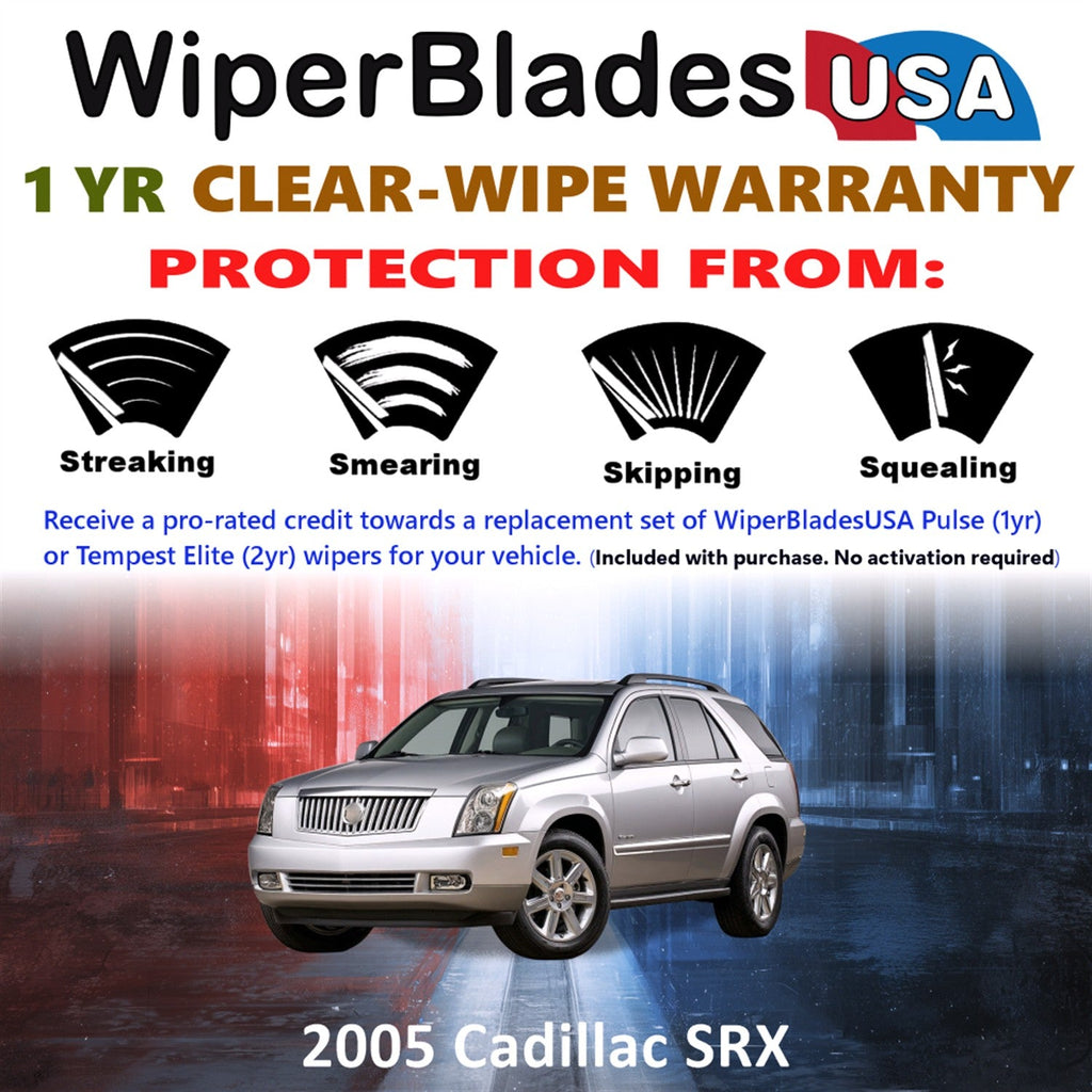 2005 Cadillac SRX Wiper Blades w/1yr Wear Warranty (Set of 3) w/Rear Wipers-1