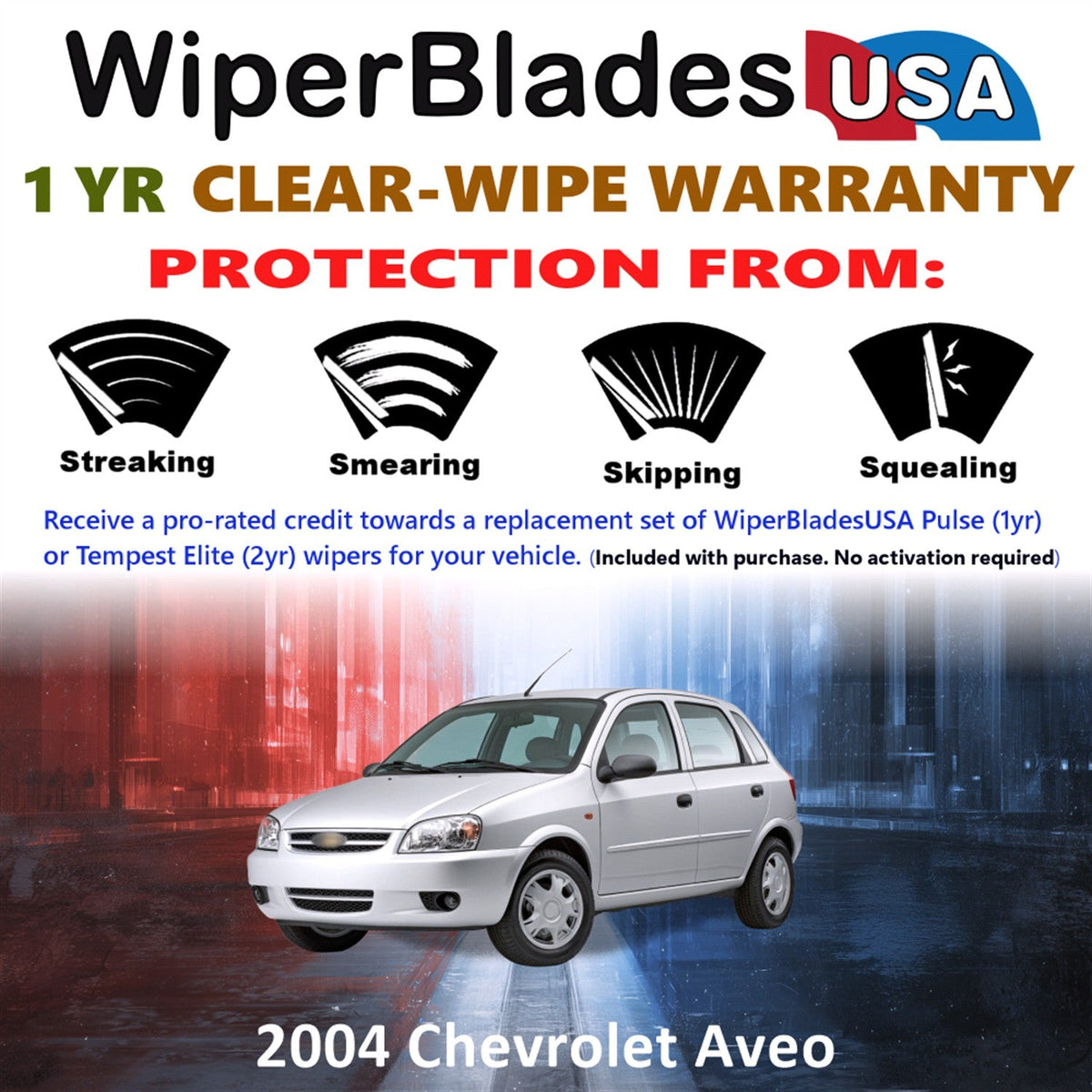 2004 Chevrolet Aveo Wiper Blades w/1yr Wear Warranty (Set of 3) w/Rear Wipers-1