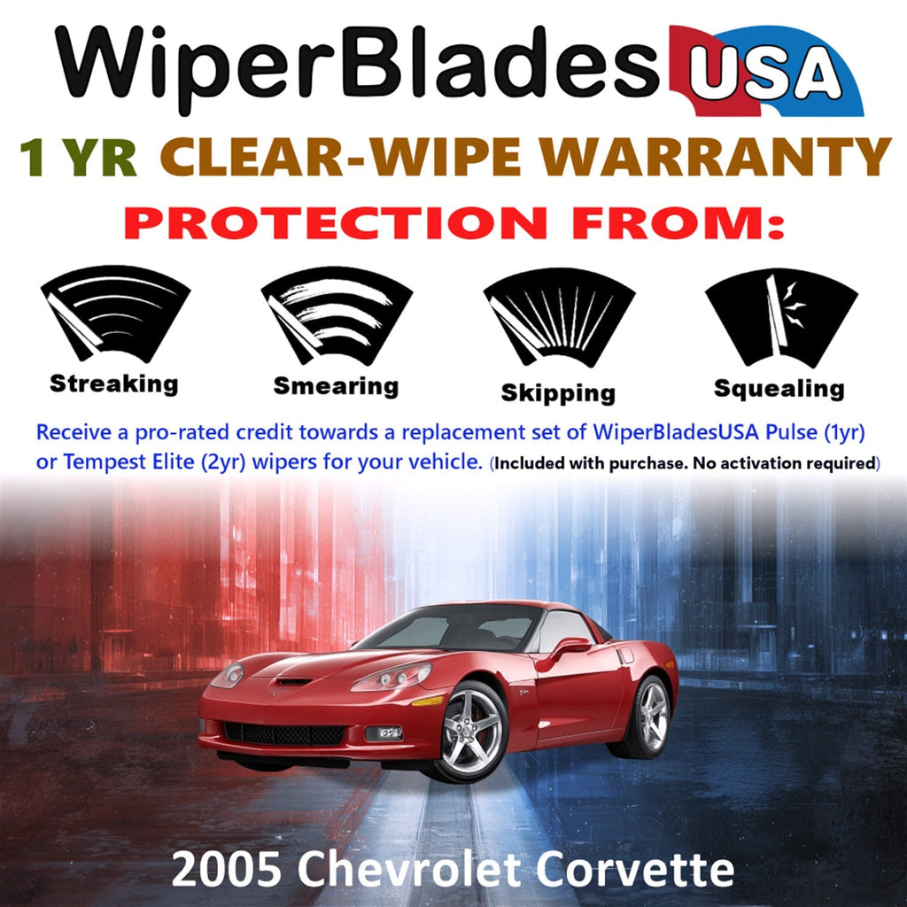 2005 Chevrolet Corvette Wiper Blades w/1yr Wear Warranty (Set of 2) Wipers-1