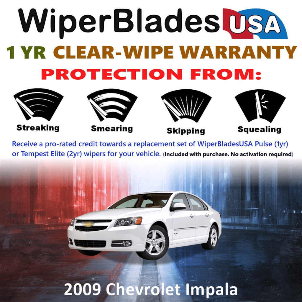 2009 Chevrolet Impala Wiper Blades w/1yr Wear Warranty (Set of 2) Wipers-1