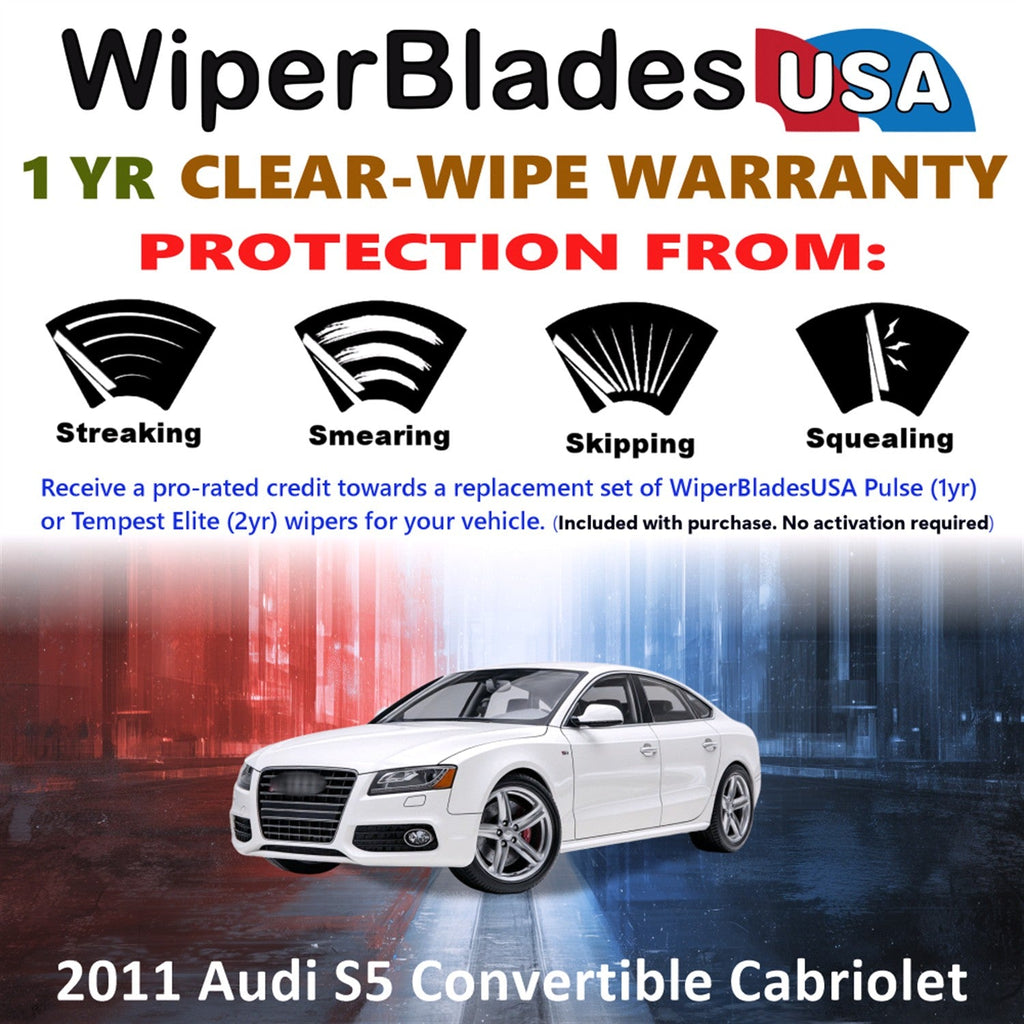 2011 Audi S5 (Cabriolet) (Convertible) Wiper Blades Set w/1yr Warranty (Set of 2)-1